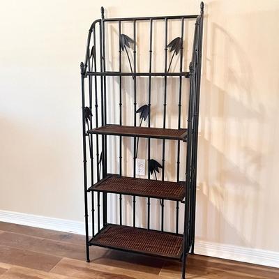 4-Tier Iron & Wood Folding Shelf