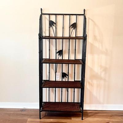 4-Tier Iron & Wood Folding Shelf