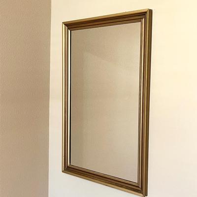 Pair (2) ~ Solid Wood Gold Tone Wall Mirrors