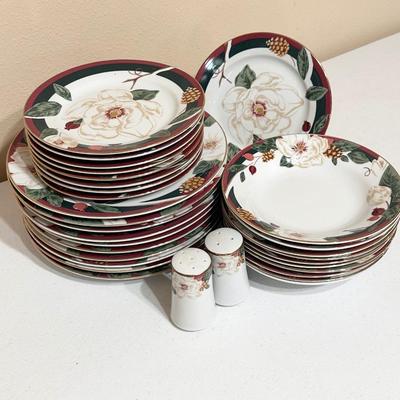 TIENSHAN ~ Magnolia ~ 3 Pc Service For 10 ~ (32 Pieces Total)