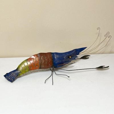32" Metal Shrimp Wall Decor