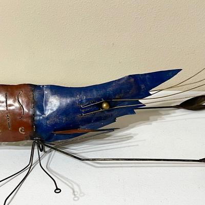 32" Metal Shrimp Wall Decor
