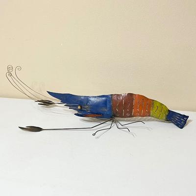32" Metal Shrimp Wall Decor