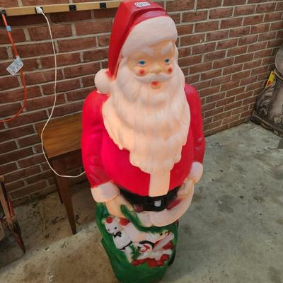 Large Santa Blow mold Lighted and sings motion detector 45" tall tested
