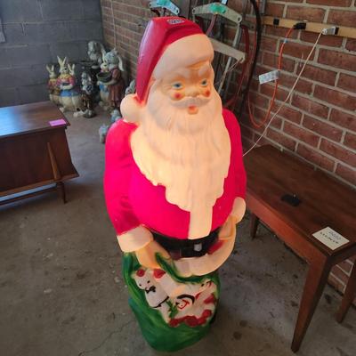 Large Santa Blow mold Lighted and sings motion detector 45" tall tested
