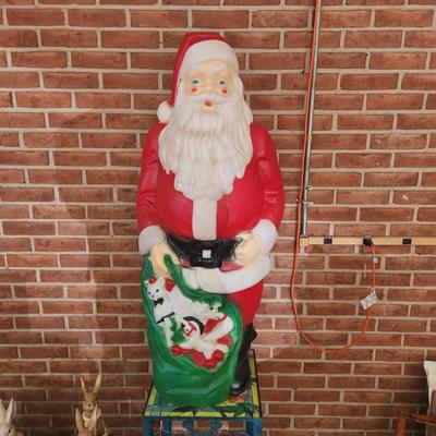 Large Santa Blow mold Lighted and sings motion detector 45" tall tested
