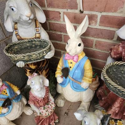 Lot of Easter Rabbits Statues Decor Yard Art