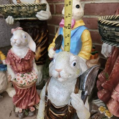 Lot of Easter Rabbits Statues Decor Yard Art