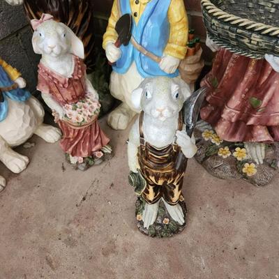 Lot of Easter Rabbits Statues Decor Yard Art