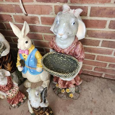 Lot of Easter Rabbits Statues Decor Yard Art