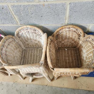 Lot of Wicker Planter Plant Stands Side Tables