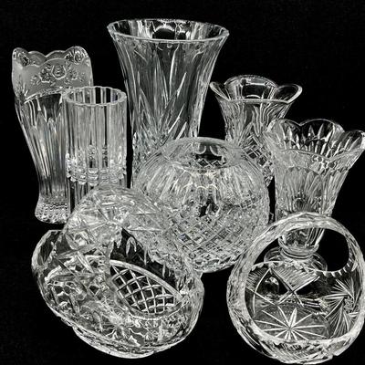 Assortment Of Eight (8) Pieces Of Cut Crystal/Glass