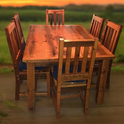 Beaufort Hand Crafted Reclaimed Barnwood Dining Set