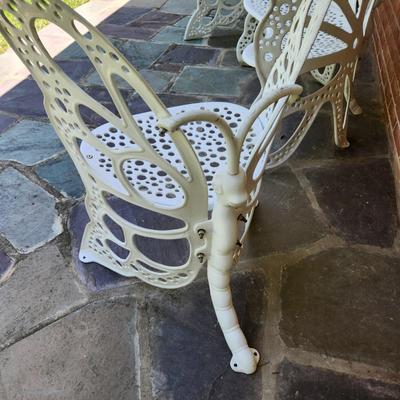 3 piece Flowerhouses Butterfly Cast Metal Patio Set 2 chairs 1 Bench