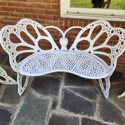 3 piece Flowerhouses Butterfly Cast Metal Patio Set 2 chairs 1 Bench