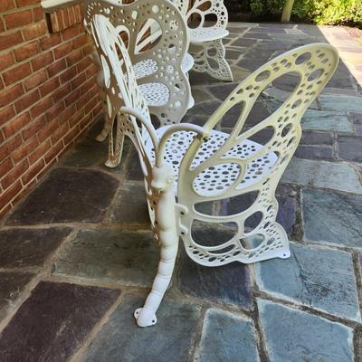 3 piece Flowerhouses Butterfly Cast Metal Patio Set 2 chairs 1 Bench