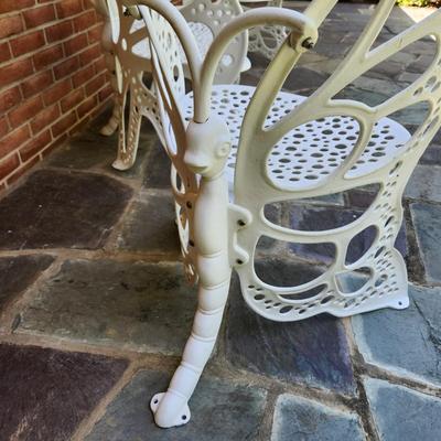 3 piece Flowerhouses Butterfly Cast Metal Patio Set 2 chairs 1 Bench