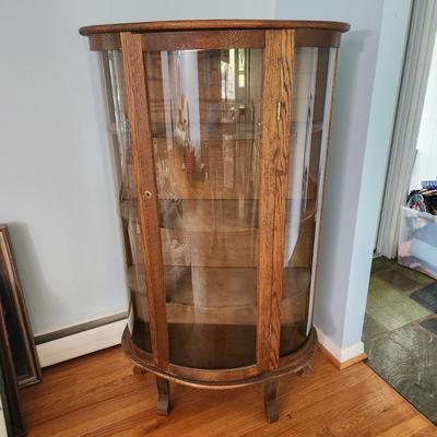Bowfront Curio Cabinet 34x14x58 Top Shelf Lighted