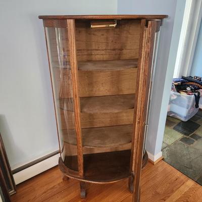 Bowfront Curio Cabinet 34x14x58 Top Shelf Lighted