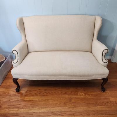 Wingback Settee with Nail head Trim 52x24x35