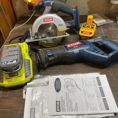 Set of Ryobi saws and batteries