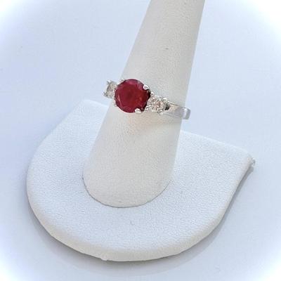 925 ~ 8.5 Garnet & CZ Ring
