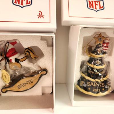 Lot #2 Lof of 2 NFL New Orleans Saints Ornaments in Box