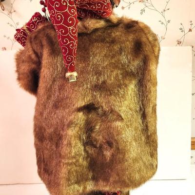 Lot #4 Decorative Stand Up Santa in Faux Mink