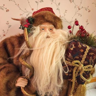 Lot #4 Decorative Stand Up Santa in Faux Mink