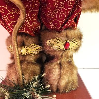 Lot #4 Decorative Stand Up Santa in Faux Mink