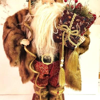 Lot #4 Decorative Stand Up Santa in Faux Mink