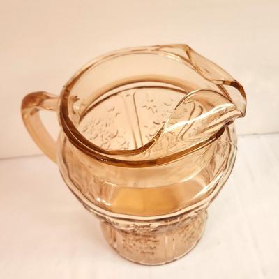 Lot #9 Sharon/Cabbage Rose Pink Depression Glass Pitcher