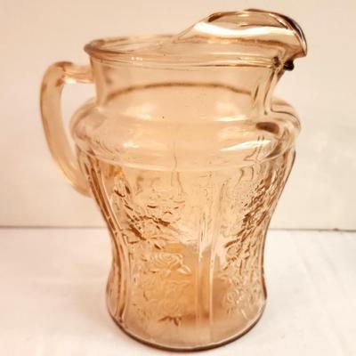 Lot #9 Sharon/Cabbage Rose Pink Depression Glass Pitcher