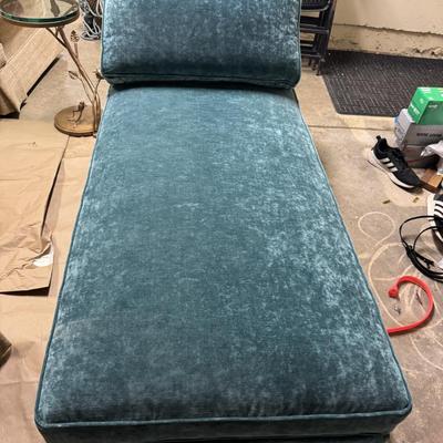 Custom-made Fainting Couch in Teal Blue Plush Fabric