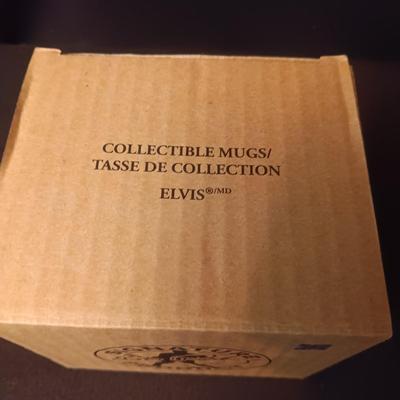 COLLECTIBLE ELVIS COFFEE MUG AND 3 ELVIS TINS W/COFFEE