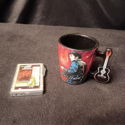 ELVIS PRESLEY SHOT GLASS AND A BUTANE LIGHTER THAT WORKS!