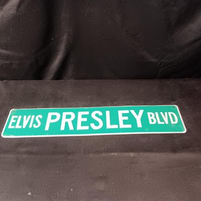 ELVIS PRESLEY BLVD TIN SIGN 24" LONG