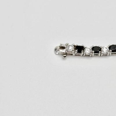 925 ~ 7” Black & Clear CZ Bracelet