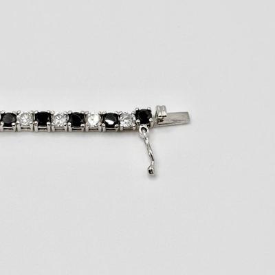 925 ~ 7” Black & Clear CZ Bracelet
