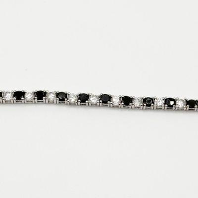 925 ~ 7” Black & Clear CZ Bracelet