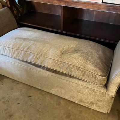 KRAVET Salamanca Bench in Taupe with Gold Nailheads