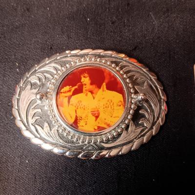 ELVIS TIN BOX WITH STRAP, BELT BUCKLE AND PIN