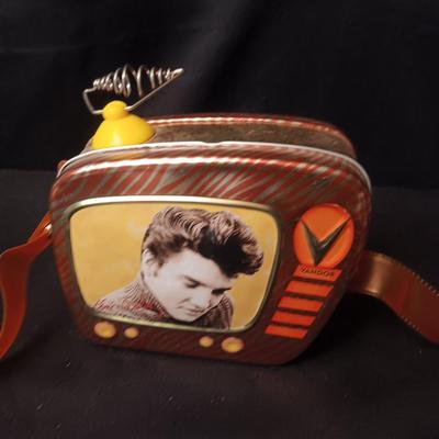 ELVIS TIN BOX WITH STRAP, BELT BUCKLE AND PIN