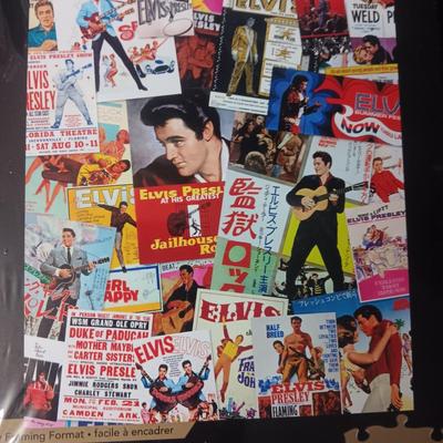SEALED ELVIS JIGSAW PUZZLE, FRAMED PHOTO & POSTCARD