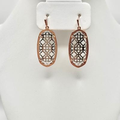 KENDRA SCOTT ~ Silver Filigree & Rose Gold Trim E/R