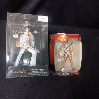KURT ADLER ELVIS GLASS ORNAMENT AND A PLASTIC ORNAMENT