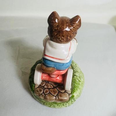 School Days Cat Riding A Tricycle Otagiri Japan Rotating Music Box