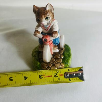 School Days Cat Riding A Tricycle Otagiri Japan Rotating Music Box