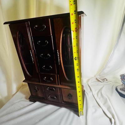 Vintage Hand Made Jewelry Armoire Cabinet Box Storage Chest Stand Organizer