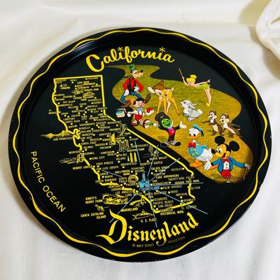 VTG California Disneyland Walt Disney Tray Plate Decorative Tin Souvenir Park